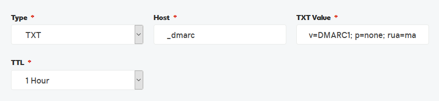 DNS entry for DMARC policy